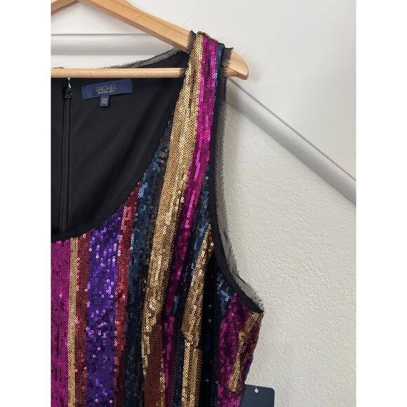 NWT Rachel Roy Sequin Striped Mini Dress Size 22W Y2K Party Cocktail Rainbow - Picture 5 of 16